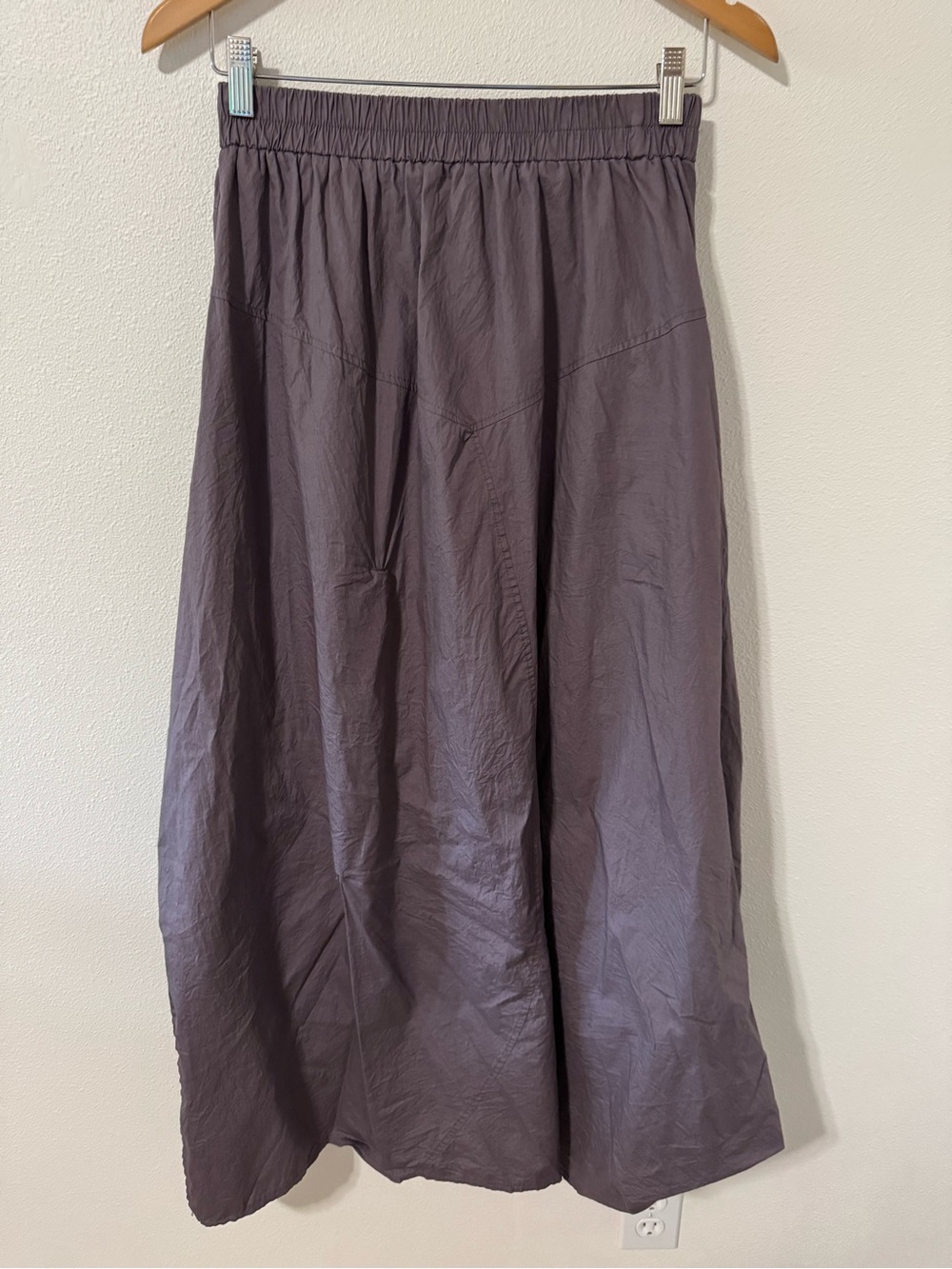 Luukaa Parachute Asymmetric Hem Midi Skirt Gray Lagenlook Pull On Cotton-0/XS